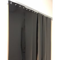 Strip Door Curtain - 120 in. (10 ft) width X 96 in. (8 ft) height -  Black Opaque smooth 8 in. strips with 50% overlap - common door kit  (Hardware included)