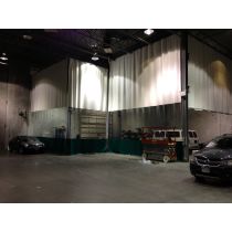 Bodyshop Paint Booth Vinyl Curtain - 3 Colors Top: White Middle: Clear and Bottom: Blue - Width 20 ft. X Height 12 ft. - 18 oz Fire Rated Curtain - Hardware Included (Threaded Rod Kit)